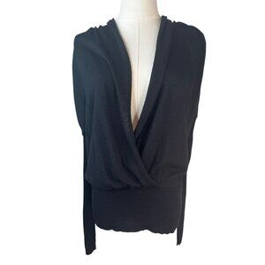 2/$30 Banana Republic Small Black Wool Blend Drape Sweater Plunge V-Neck